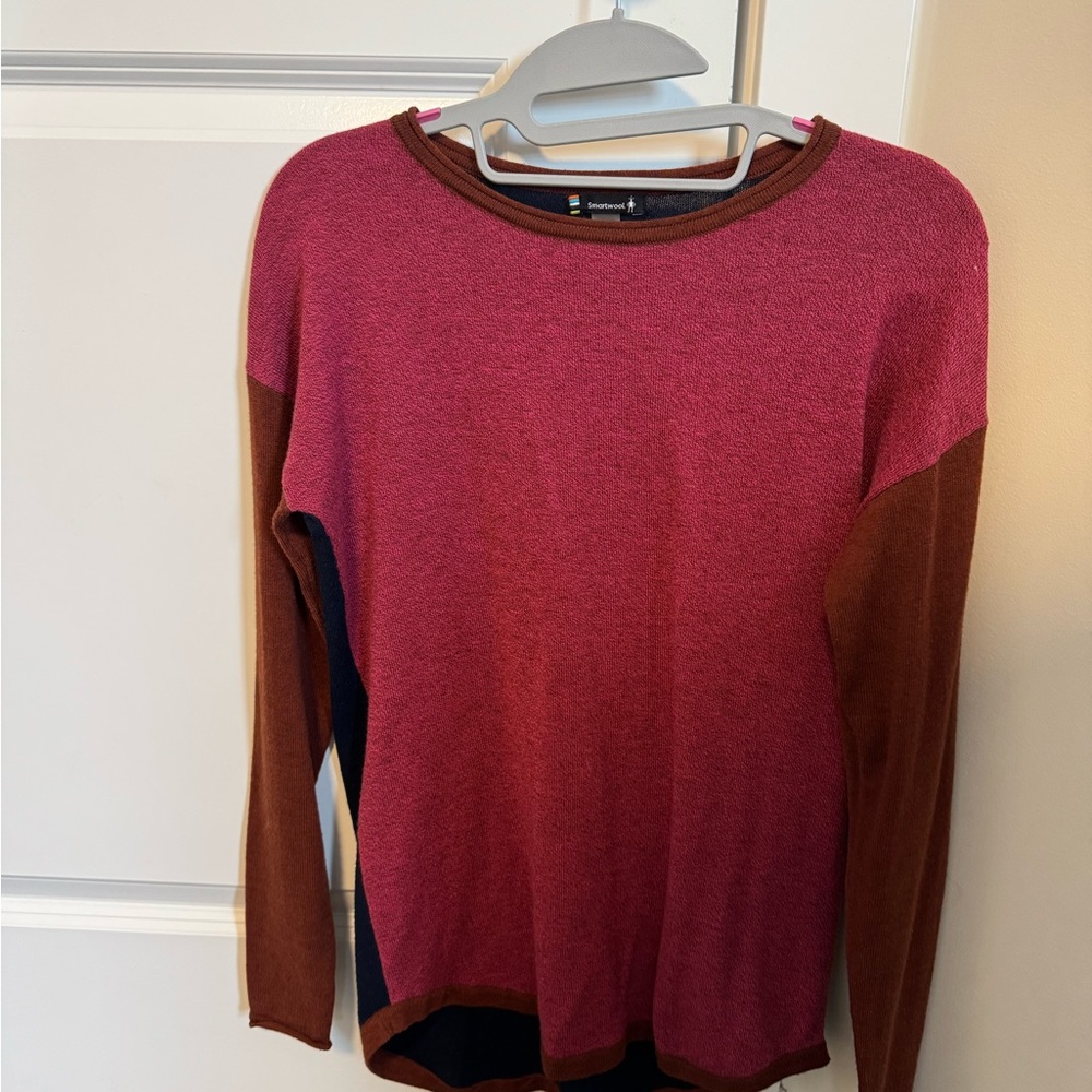 Pink Smartwool Shadow Pine Colorblock Women's Sweater - Picture 4 of 6